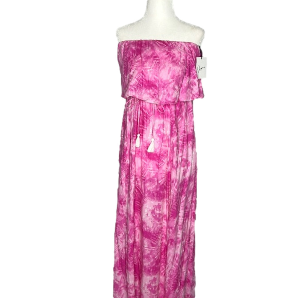 Nwt JAPNA Strapless Pink Tie Dye Casual Maxi Dress size Small